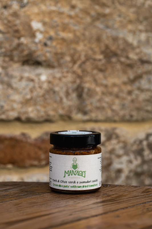 PATE' DI OLIVE VERDI E POMODORI SECCHI 180gr.