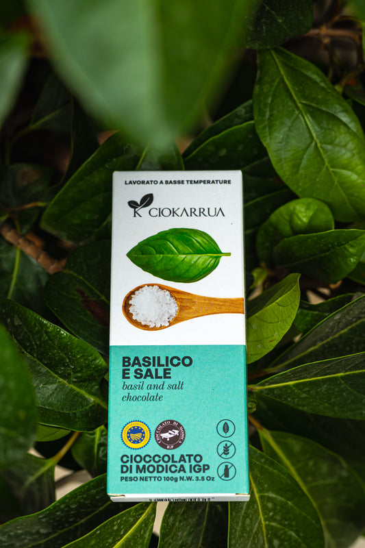 CIOCCOLATO DI MODICA 100gr. - Basilico e Sale